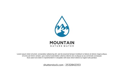 Mountain water icon vector logo design with creative concept Premium Vector