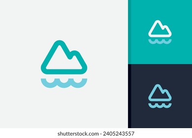 mountain water lake logo design vector template