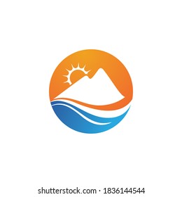 Mountain and water logo and icon