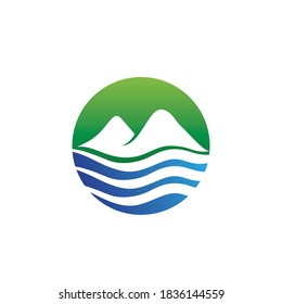 Mountain and water logo and icon