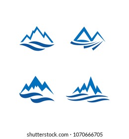 Mountain and water logo icon design template vector