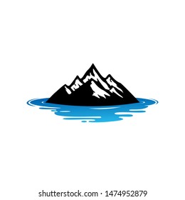 Mountain Water Logo Template Design Vector, Emblem, Design Concept, Creative Symbol, Icon