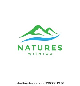 mountain with water modern logo design