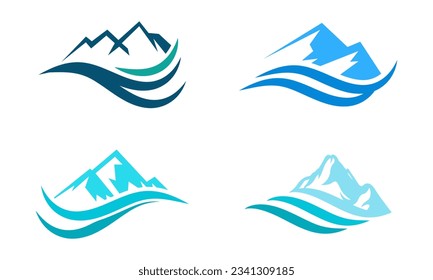 mountain and water monochrome logo set suitable for business logo