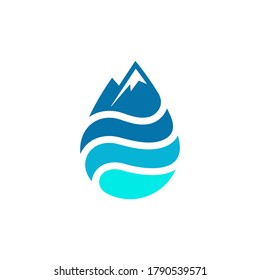 Agua de montaña, sencillo patrón de logotipo plano color azul