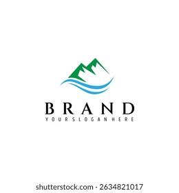 Mountain and water wave elements simple logo design