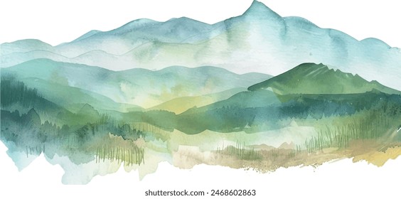 mountain watercolor vector, landscape, background