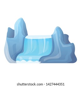 Mountain waterfall icon. Cartoon of mountain waterfall vector icon for web design isolated on white background