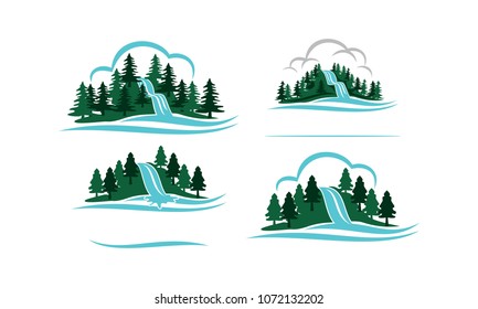 Mountain Waterfall Template Set