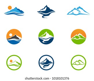 Mountain and waters logo and symbols