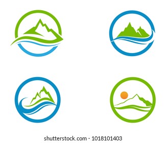 Mountain and waters logo and symbols