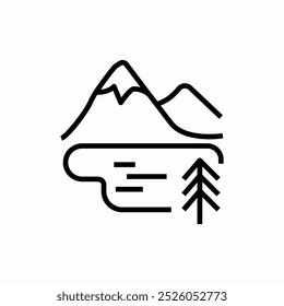 mountain waterscape camp place icon sign vector
