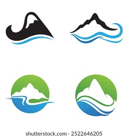 mountain wave icon logo vector