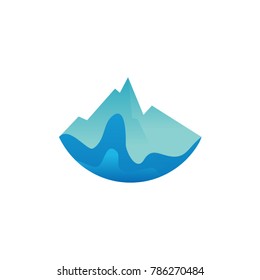 mountain and wave illustration with linear gradation object design