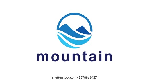 mountain and wave logo design, symbol for landscape, nature, icon, idea, creative.
