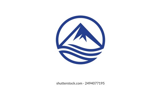 mountain and wave logo design,summit,hill,nature,symbol logo design, icon, vector, creative, idea.