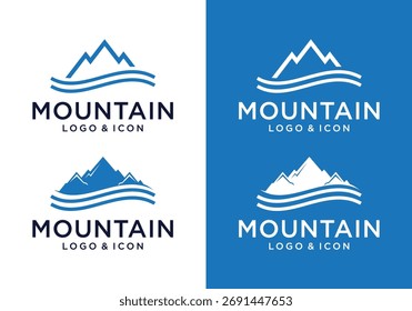 mountain and wave logo icon vector design