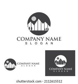 Mountain and wave logo landscape  icons template

