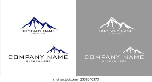 Mountain and wave logo landscape icons template