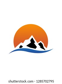 Mountain With Wave Logo template