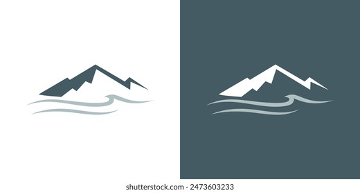 Mountain Wave Logo Vektorgrafik. Wasser Ozean Fluss Hill abstrakte Illustration