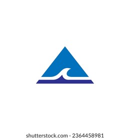 Mountain and waves simple logo design