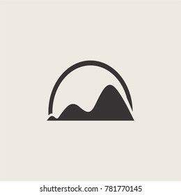 Mountain way sign, flat black icon on cream background