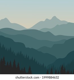 Mountain wetor illustration blue landscape