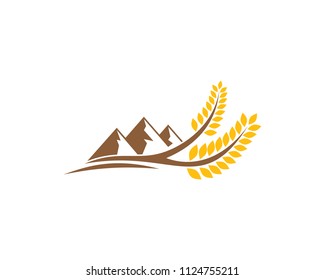 Mountain Wheat Icon Logo Design Element