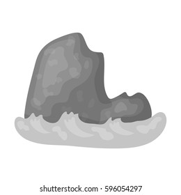 The mountain, which stands at userage sea.mountain which is washed by the ocean.Different mountains single icon in monochrome style vector symbol stock illustration.