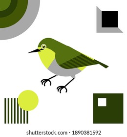 Mountain White-eye Bird Simple Vector Art Decoration