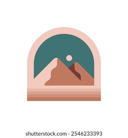 Montanha selvagem sol logotipo design ilustração