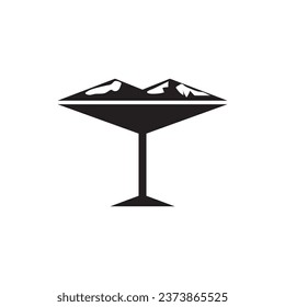 mountain wine logo icon design.