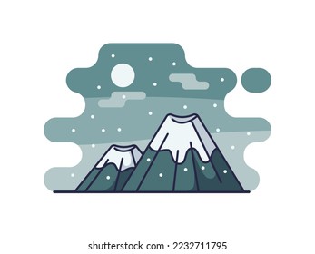 Mountain Winter Cartoon Isolated on a White Background. Vector Illustration Design.