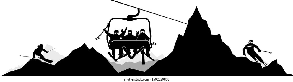 Mountain Winter Chair Lift Skyline