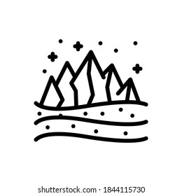 Mountain (Winter) icon outline vector. Isolated on white background