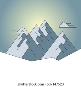 Mountain winter landscape. Vector illustration of mountain peaks