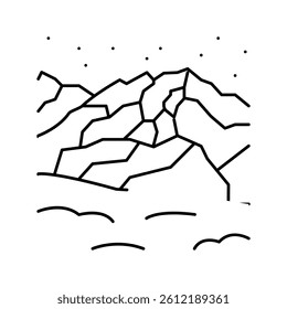 mountain winter line icon vector. mountain winter sign. isolated contour symbol black illustration