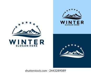 Mountain Winter Logo vector, Abstract nature or outdoor mountain logo template