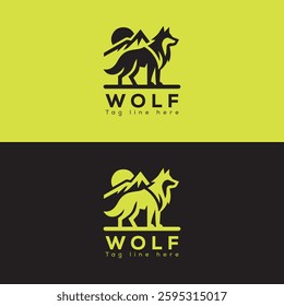 Mountain and Wolf Logo illustration