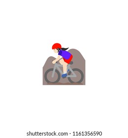 Mountain Woman Biking Vector Flat Icon