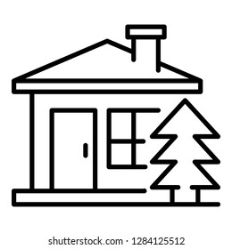 Mountain wood house icon. Outline mountain wood house vector icon for web design isolated on white background