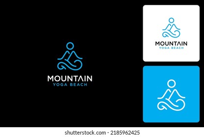 Mountain Yoga modern and minimalist logo vector