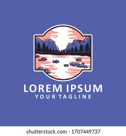 mountain yosemite logo design vector