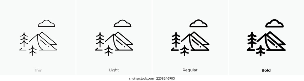 mountain-5 icon. Thin, Light Regular And Bold style design isolated on white background