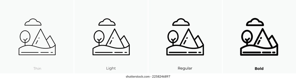 mountain-7 icon. Thin, Light Regular And Bold style design isolated on white background