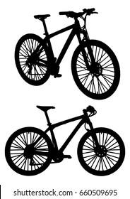 Mountainbikes Bicycles black Vector Silhouettes