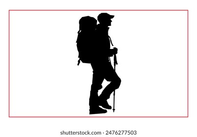 Bergsteiger Wanderer Menschen Silhouette, Bergsteiger Abenteuer Silhouette für Logo