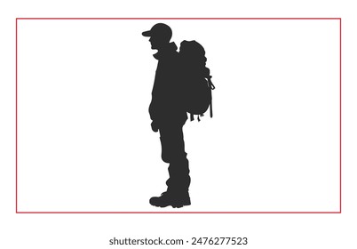 Mountaineer climber hiker people silhouette, Hiker mountain climber adventure silhouette for logo