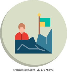 Bergsteiger flacher Kreis Stil Symbol